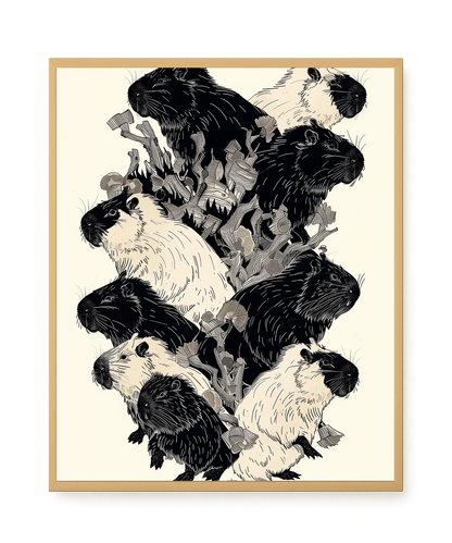Artistic Guinea Pig Pattern Canvas Wall Art