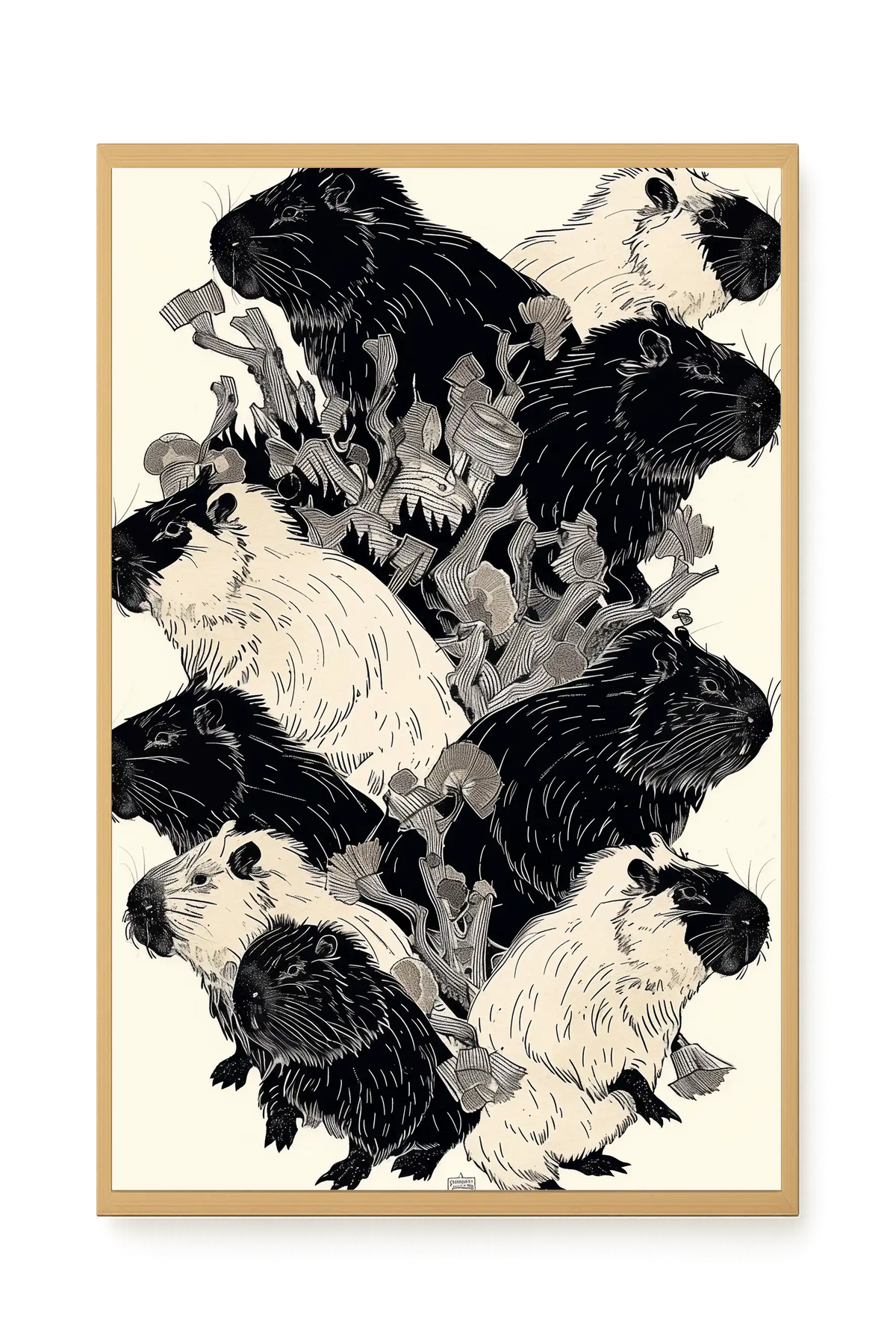 Artistic Guinea Pig Pattern Canvas Wall Art