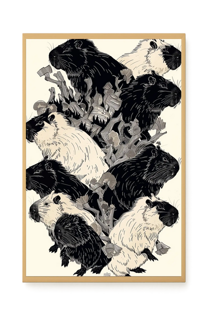 Artistic Guinea Pig Pattern Canvas Wall Art