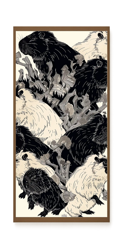 Artistic Guinea Pig Pattern Canvas Wall Art