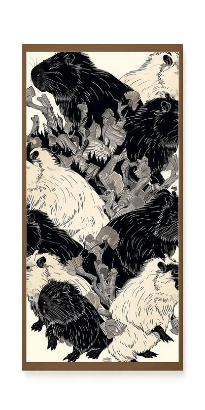 Artistic Guinea Pig Pattern Canvas Wall Art