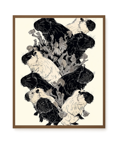 Artistic Guinea Pig Pattern Canvas Wall Art