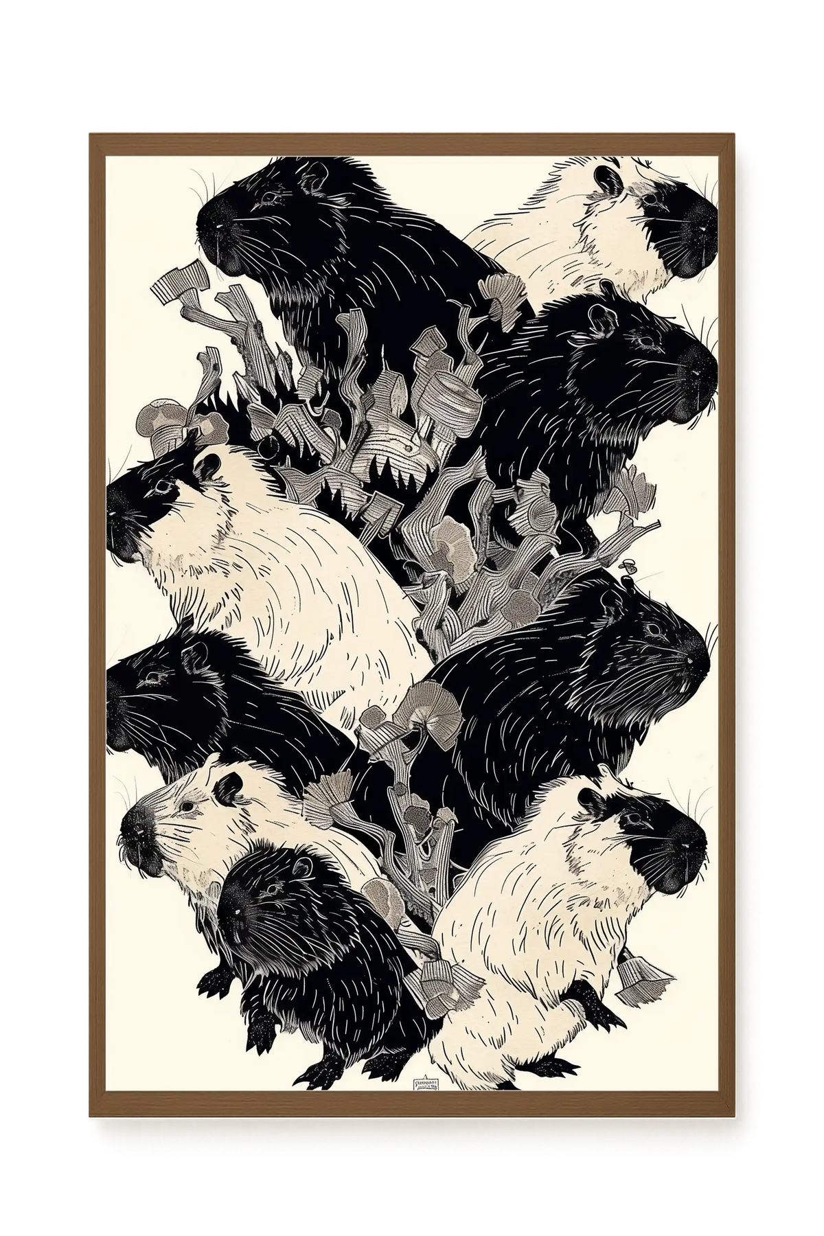 Artistic Guinea Pig Pattern Canvas Wall Art
