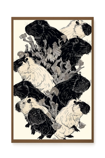 Artistic Guinea Pig Pattern Canvas Wall Art
