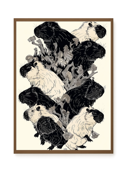 Artistic Guinea Pig Pattern Canvas Wall Art