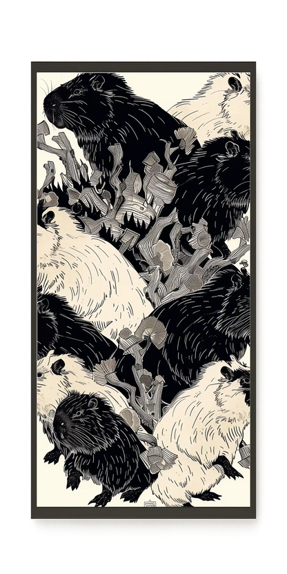 Artistic Guinea Pig Pattern Canvas Wall Art
