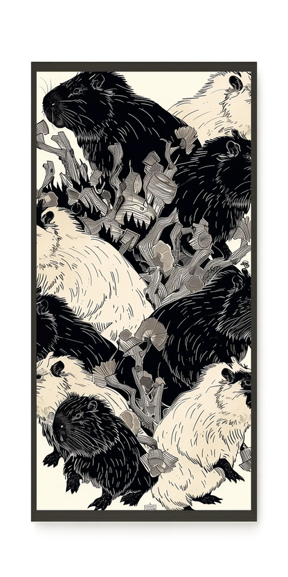 Artistic Guinea Pig Pattern Canvas Wall Art