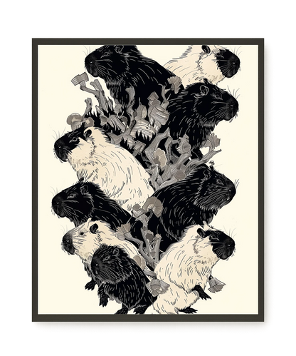 Artistic Guinea Pig Pattern Canvas Wall Art