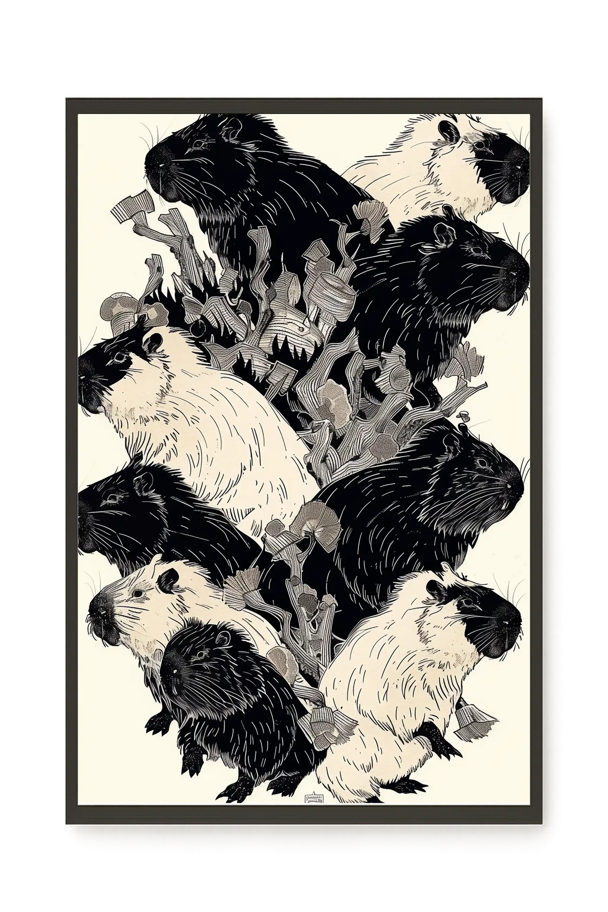 Artistic Guinea Pig Pattern Canvas Wall Art