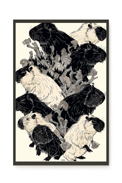 Artistic Guinea Pig Pattern Canvas Wall Art