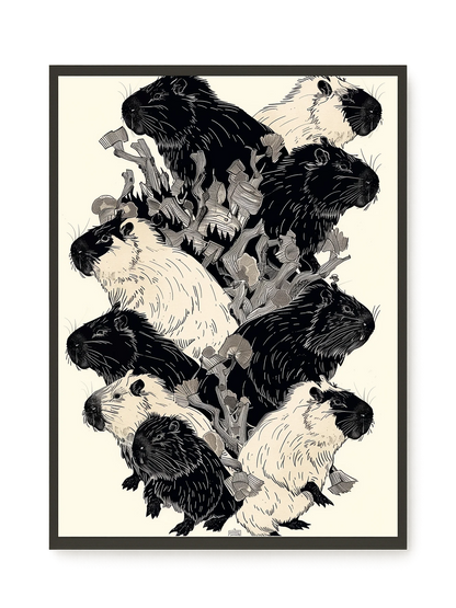 Artistic Guinea Pig Pattern Canvas Wall Art