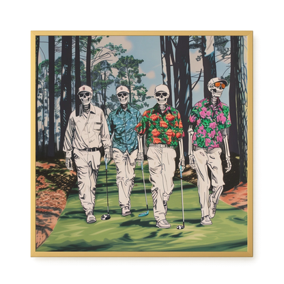 Skeleton Golfers Canvas Wall Art