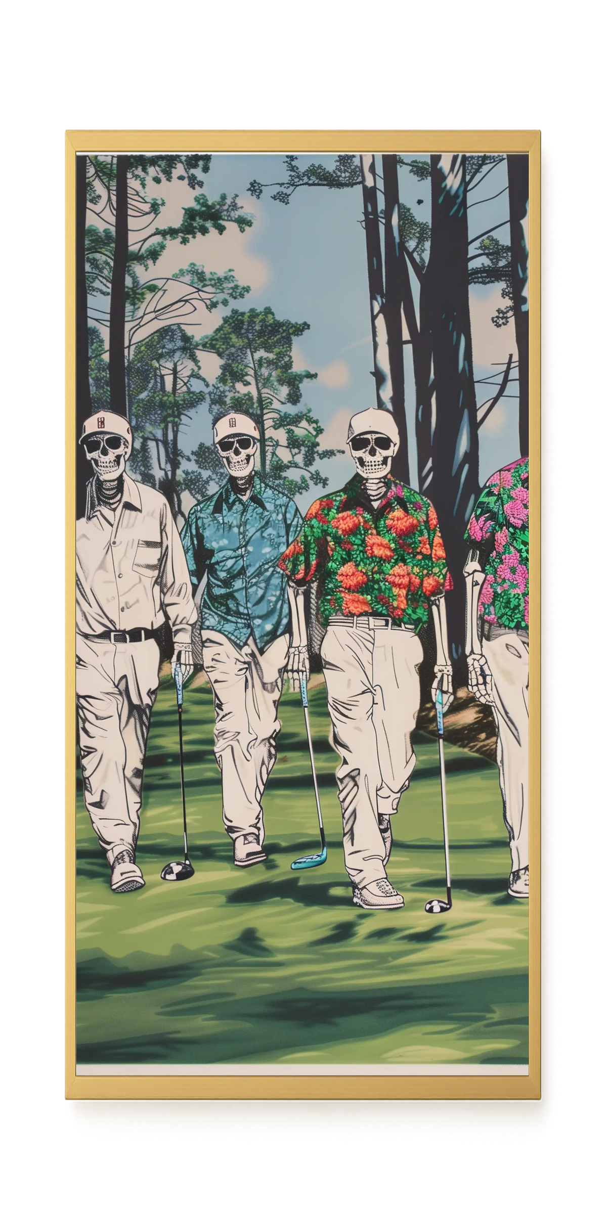 Skeleton Golfers Canvas Wall Art