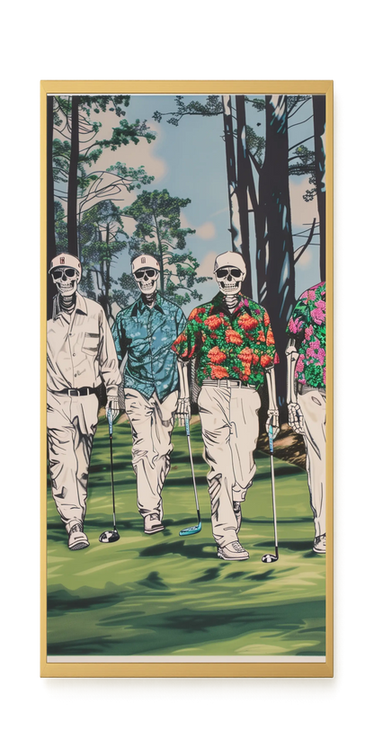 Skeleton Golfers Canvas Wall Art