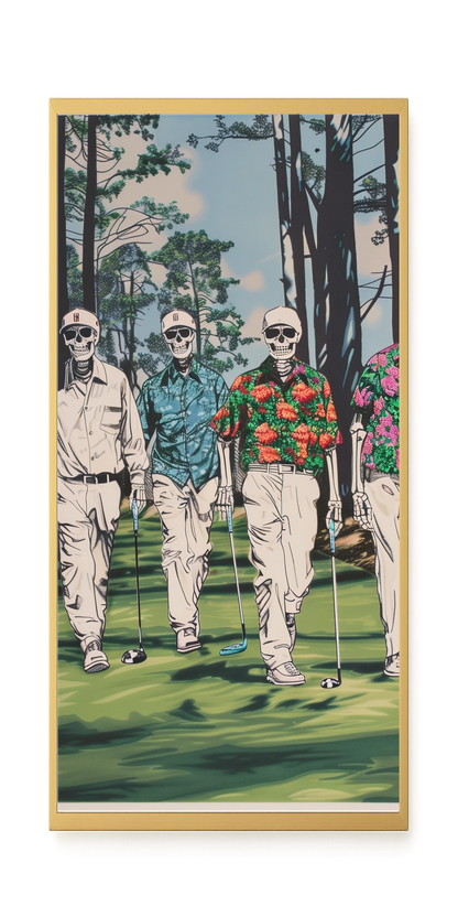 Skeleton Golfers Canvas Wall Art