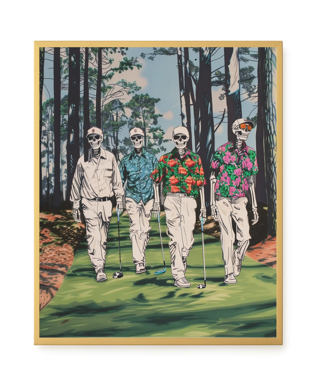 Skeleton Golfers Canvas Wall Art