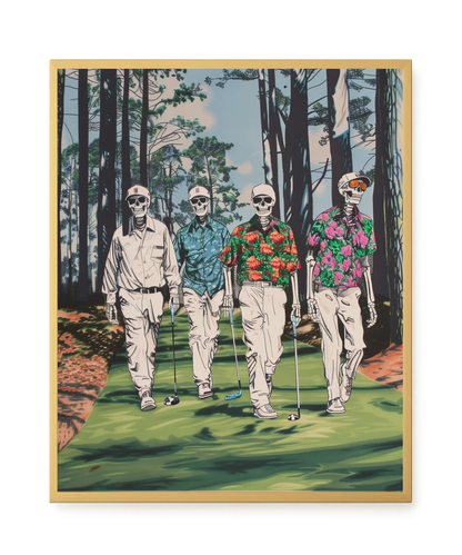 Skeleton Golfers Canvas Wall Art