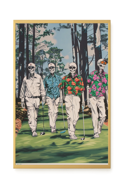 Skeleton Golfers Canvas Wall Art