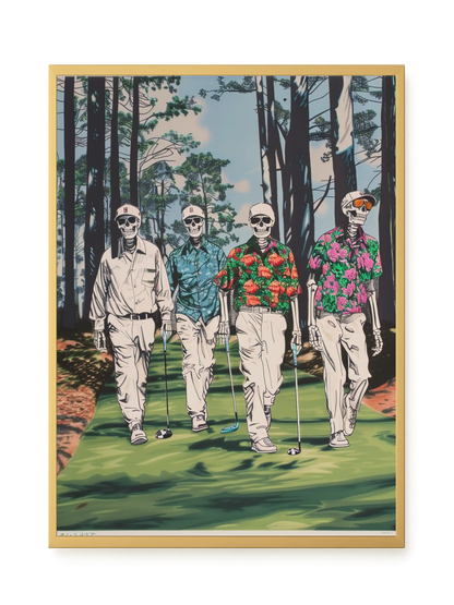 Skeleton Golfers Canvas Wall Art