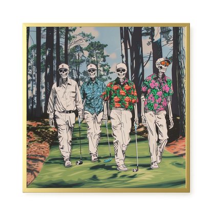 Skeleton Golfers Canvas Wall Art