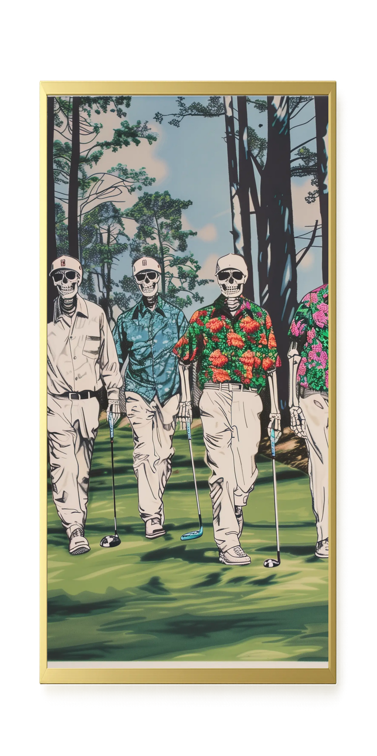 Skeleton Golfers Canvas Wall Art
