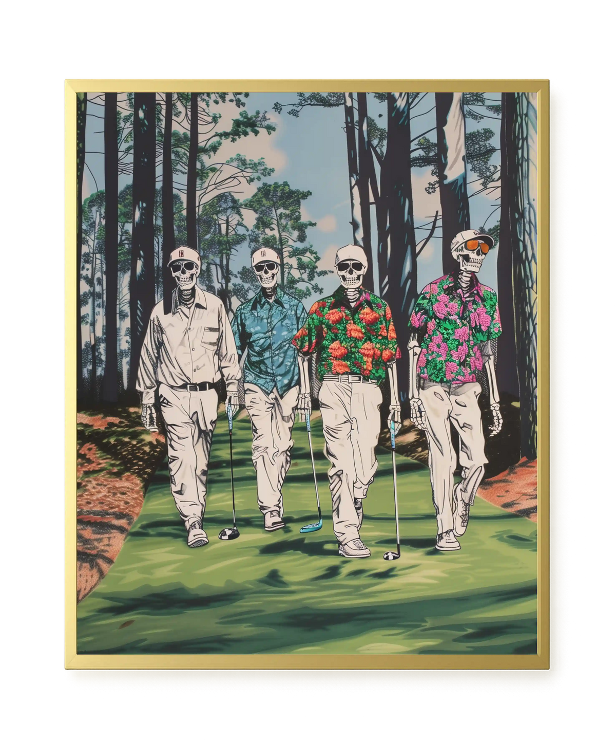 Skeleton Golfers Canvas Wall Art