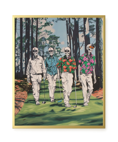 Skeleton Golfers Canvas Wall Art