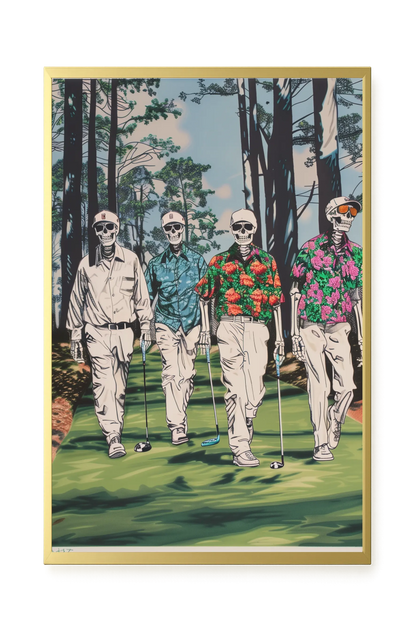 Skeleton Golfers Canvas Wall Art