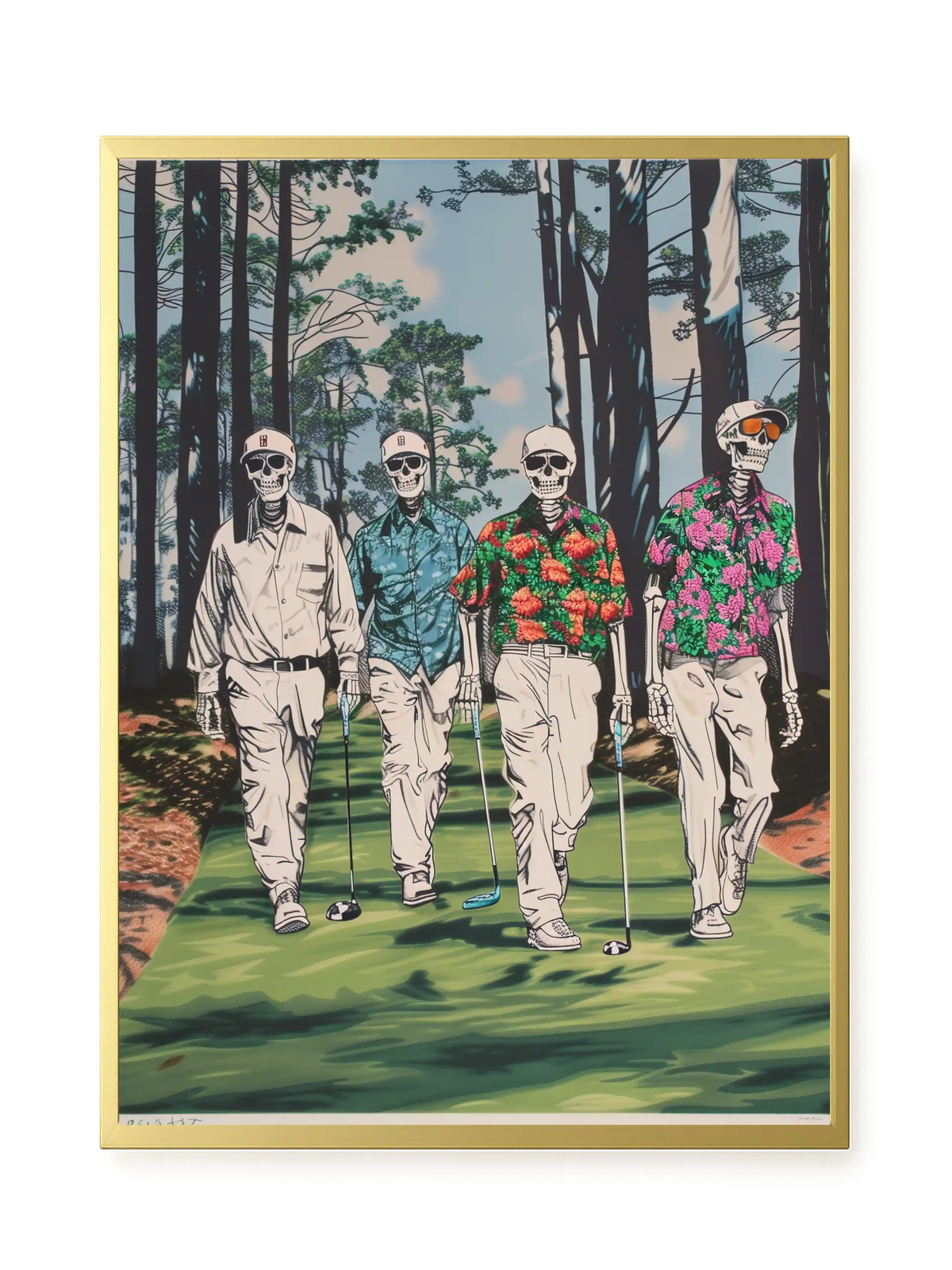 Skeleton Golfers Canvas Wall Art