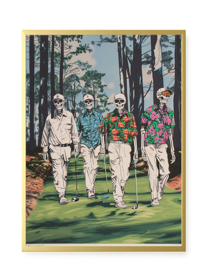 Skeleton Golfers Canvas Wall Art