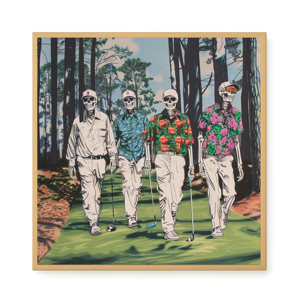 Skeleton Golfers Canvas Wall Art