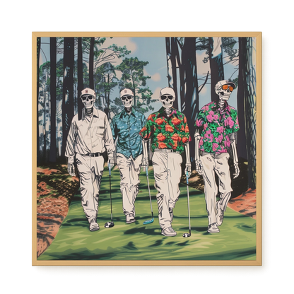 Skeleton Golfers Canvas Wall Art