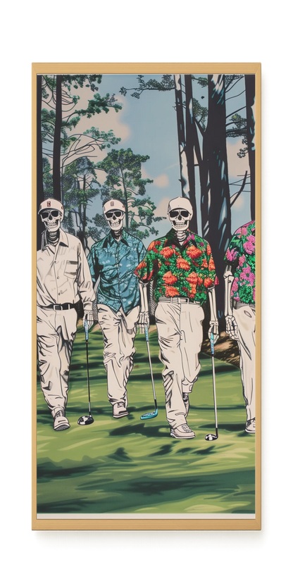 Skeleton Golfers Canvas Wall Art