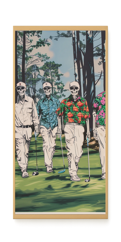 Skeleton Golfers Canvas Wall Art