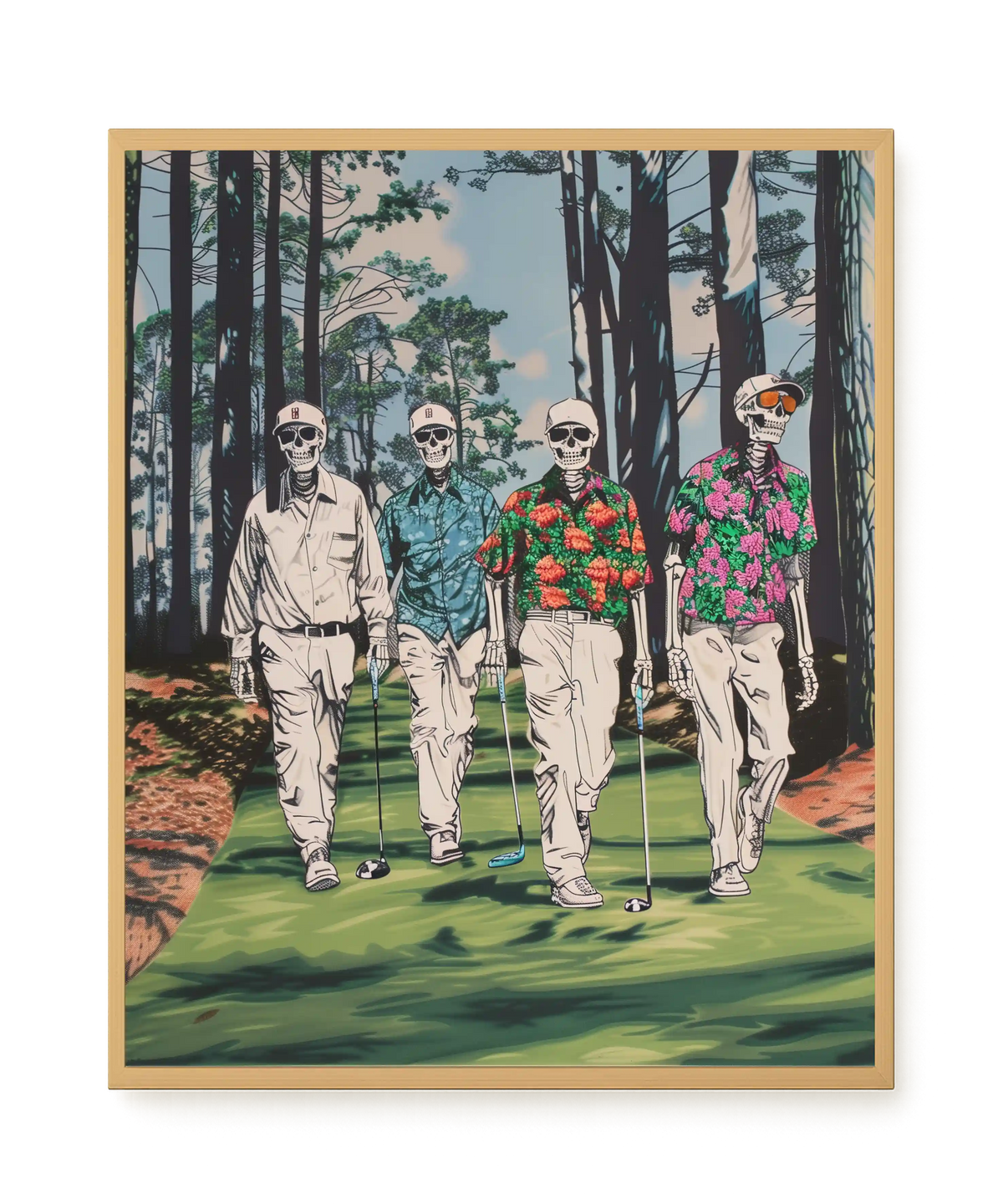 Skeleton Golfers Canvas Wall Art