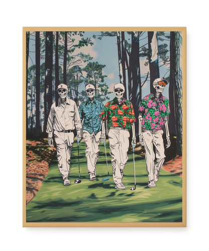 Skeleton Golfers Canvas Wall Art