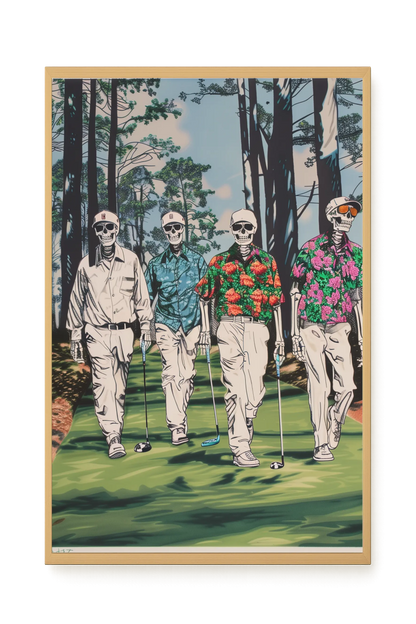 Skeleton Golfers Canvas Wall Art