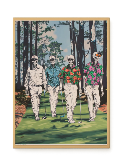 Skeleton Golfers Canvas Wall Art