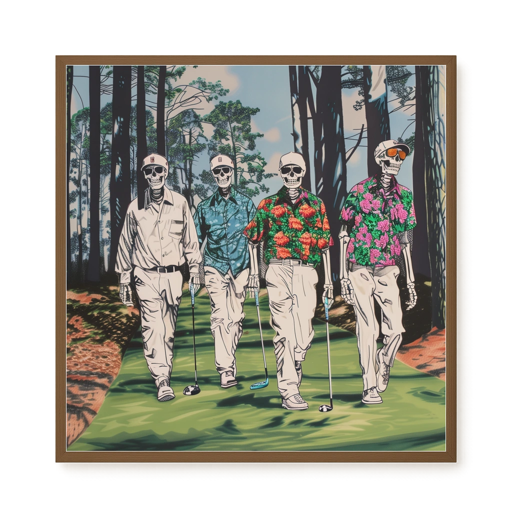 Skeleton Golfers Canvas Wall Art