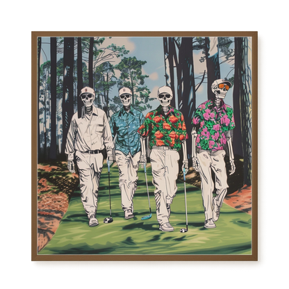 Skeleton Golfers Canvas Wall Art