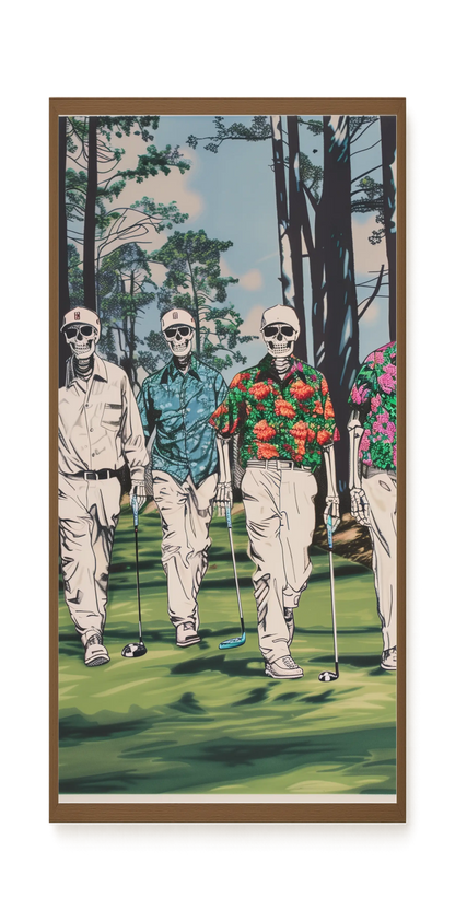 Skeleton Golfers Canvas Wall Art
