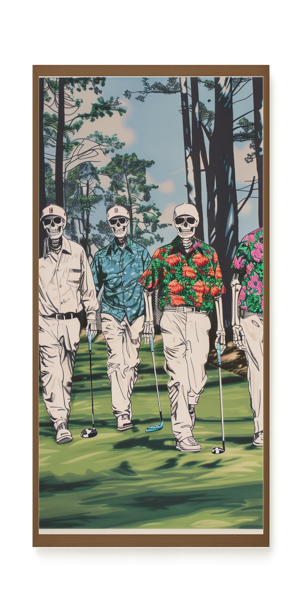 Skeleton Golfers Canvas Wall Art