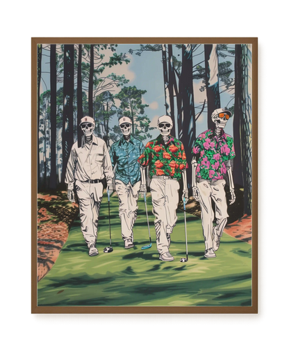 Skeleton Golfers Canvas Wall Art