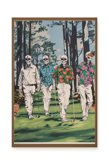 Skeleton Golfers Canvas Wall Art