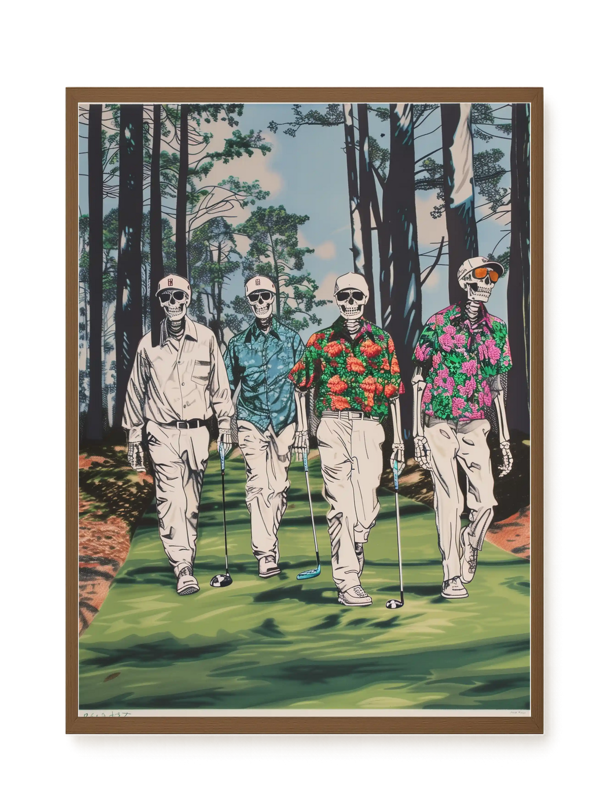 Skeleton Golfers Canvas Wall Art