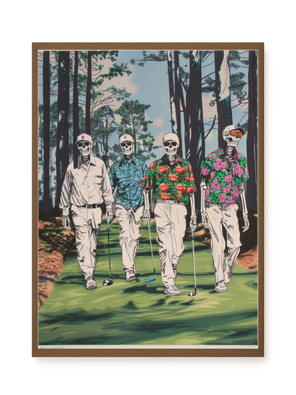 Skeleton Golfers Canvas Wall Art