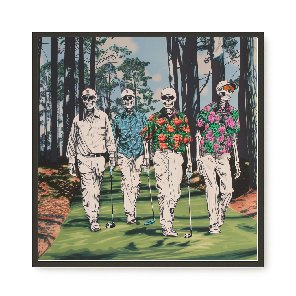 Skeleton Golfers Canvas Wall Art