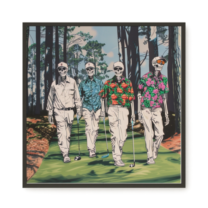 Skeleton Golfers Canvas Wall Art