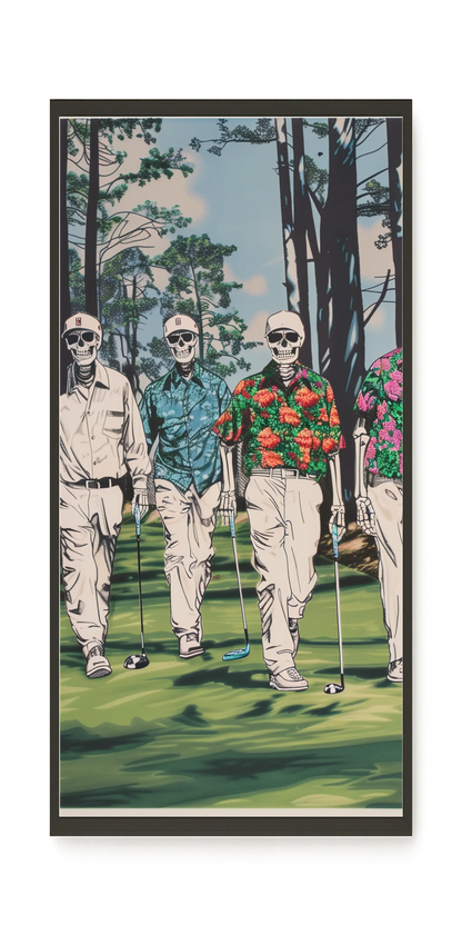 Skeleton Golfers Canvas Wall Art