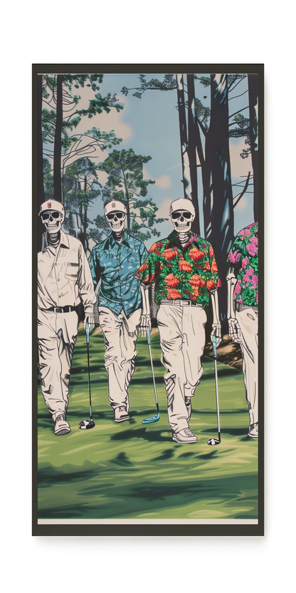 Skeleton Golfers Canvas Wall Art